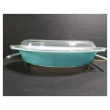 Vintage Pyrex Princess turquoise casserole dish