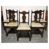 Antique dark wood dining chair set