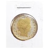 Gold plated 1892 silver Barber Quarter