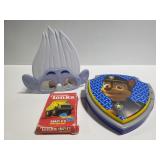 Paw Patrol bike shield, Trolls goggles & cards