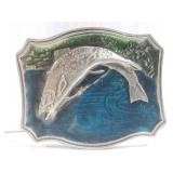Metal steelhead trout fish belt buckle
