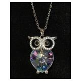 Gem stone owl necklace