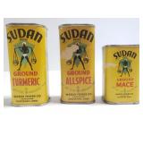 Old vintage Sudan metal spice containers