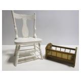 Wood doll chair and cradle