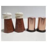 Two sets of shakers ceramic and metal