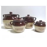 Crock kitchen canister set w/ lids