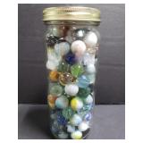 Jar of vintage marbles