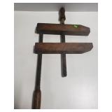 Vintage wooden woodshop clamp