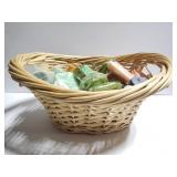 Basket of handmade candles and soaps
