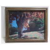 Vintage framed tree swing in fall print