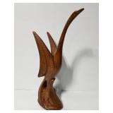 Ceramic wood-look swan sculpture