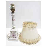 Porcelain rose vanity lamp with shade