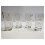Four piece set of leaf design drinking glasses