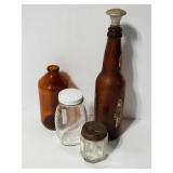 Four vintage bottles & jars
