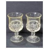 Yellow tint vintage cordial glasses pair
