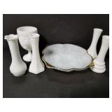Milk glass collection; 6 pieces