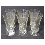 Yellow tint cut glass parfait glasses