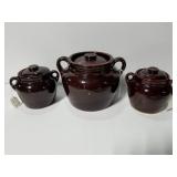 Brown USA bean pots trio