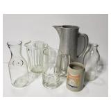 Pitchers, bottles & mugs collection; 6 pieces