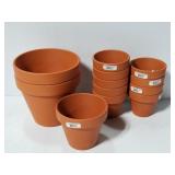 Small terra cotta pots collection; 12 pieces