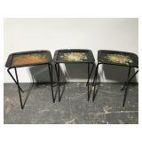 Three vintage metal tray tables