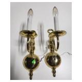 Two brass wall sconces