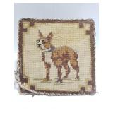 Wood block wedge door stoo with stitched design