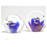 Two tropical fish paperweights