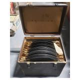 Old vintage vinyl records in box