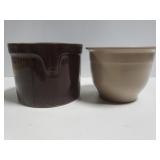 Two small crock planters