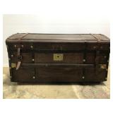 Antique train travel trunk chest