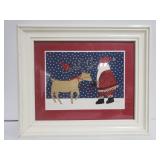 Framed vintsge Christmas quilt art