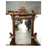 Large Victorian walnut Eastlake mirror