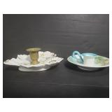 Two porcelain candle holders