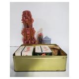 Five unused decorative candles from 1950s-70s