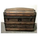 Antique hump back steamer trunk chest