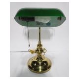 Vintage bankers lamp with glass shade