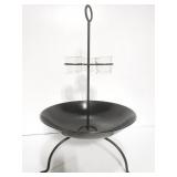 Mid Century iron center bowl w/ glass voltives