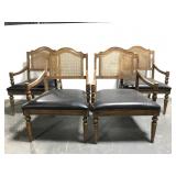 Cane back cushioned wide arm set set