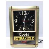Vintage light up Coors Extra Gold clock bar sign