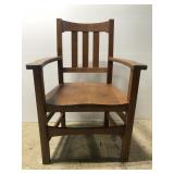 Old mission style oak arm chair