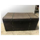 Antique leather sided trunk