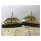 Pair of vintage brass fireplace kindling racks