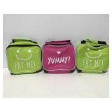 Three small soft softed lunch totes w/ tags