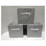 Lot of 3 gray plastic collapsible storage totes