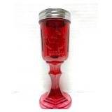 Red mason jar wine glass with lid