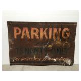 Antique tin metal parking tenants only sign