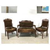 Antique settee and two chair set