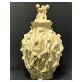 Signed Ann Porter stoneware art lidded urn vase