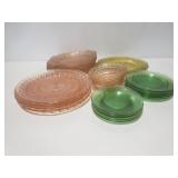 Vintage colored glass plate & bowl collection